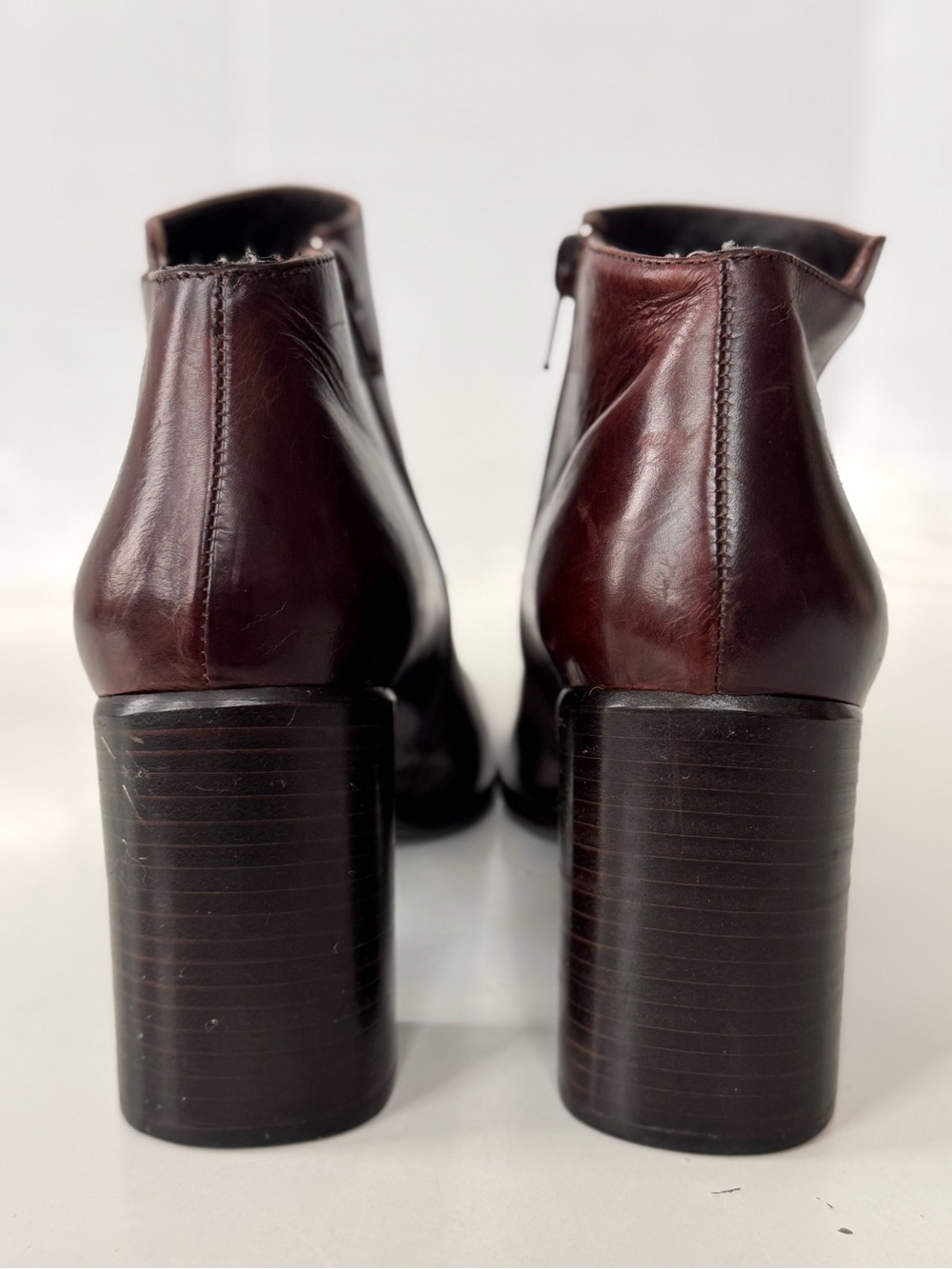 Vintage 90s Y2K VIA SPIGA Brown Square Toe Block Heel Ankle Boots Size 9.5 - Picture 7 of 11